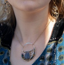 Wild Flower Necklace- Moonstone, Tiger Eye and Pyrite picture