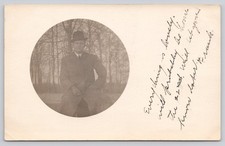 RPPC Real Photo Postcard Man Bowler Hat c1905 Rio Wisconsin Postmark picture