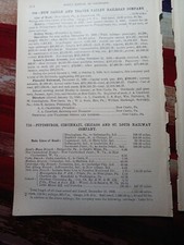 1891 train report PITTSBURGH CINCINNATI CHICAGO  ST LOUIS RAILROAD Birmingham PA picture