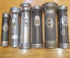 Vintage Antique USA Flashlight Lot Franco Ever Ready Bubble Lense Lot 6 Untested picture