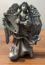 Vintage Sunglo Angel Playing A Harp With Faceted Crystal 