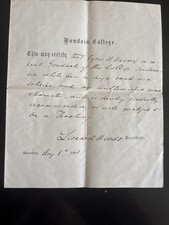 1863 Bowdoin College Certificate to Cyrus B. Varney, signed by Leonard Woods picture