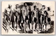 Vintage Real Photo Postcard Lynn Alutt Durban South Africa Zulu Men RPPC picture
