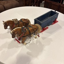 Vintage Clydesdale Horse Set And Sleigh Figurines picture
