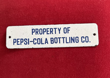 VTG. 1950's PEPSI COLA BOTTLING CO. PORCELAIN CRATE TAG SIGN 5 7/8