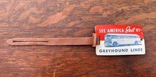 Vintage 1940s-50s Greyhound Bus Lines Advertising Luggage Tag Fob picture