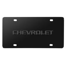 Chevrolet 3D Gray Logo on Black Stainless Steel License Plate picture