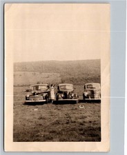 1940s 1948 Ford 1939 Ford 1940 Chrysler Field Vintage B&W Photo Snapshot picture