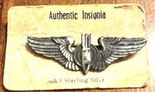 WW2 Sterling Silver Bombardier Aviation Wings Pin Back SEE STORE WW2 MEDALS picture
