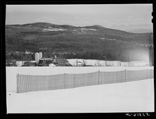 Franconia New Hampshire 1940 Iris Dairy Farm Drift Fence Snow Mountains picture
