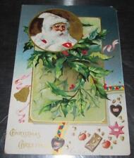 Vintage Christmas Embossed Postcard Santa Germany 1907 picture