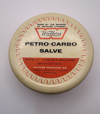 Vintage Watkins Petro-Carbo Salve Metal Tin 11 1/4 Oz Cut Burn Chaffing 98% Full picture