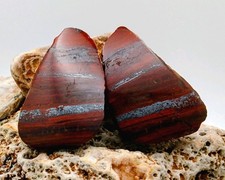 Red Jasper Banded Iron Specimen Pair- Face Polish ( 2.50oz) picture
