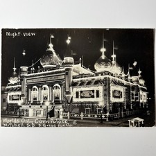 Mitchell SD Corn Palace Night View Vintage RPPC Photo Postcard South Dakota picture