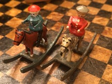 Antique Erzgebirge Folk Art Reiterlein Rocking Horse Figures Miniature picture