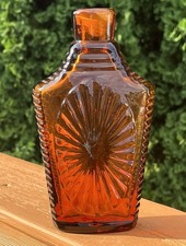 BLENKO Historical Reproduction Keene GVIII‑2 Sunburst Flask Decanter Deep Amber picture