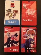 Anime Expo AX 4-Day Attendee Badges Lot (2016,2017,2018,2019) Con Memorabilia picture