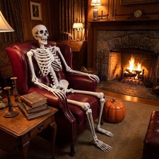 5.4Ft/165cm Halloween Skeleton Full Body Life Size Human Bones with Movable Join picture