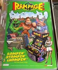 Rampage World Tour Poster New NOS PROMO Bally Midway Arcade Art Artwork 36 x 24 picture