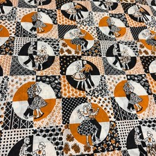 Vintage 1950s Square Dance Fabric Novelty Rockabilly Cotton Remnant 6 Yds picture