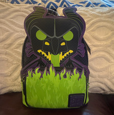 Loungefly Disney Maleficent Dragon Face Mini Backpack Black Green Purple picture