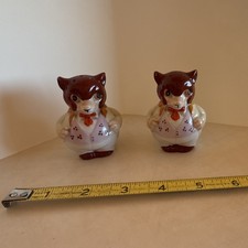 VINTAGE Mid Century Anthropomorphic Fox Wolf Salt Pepper Shakers Japan Ceramic picture