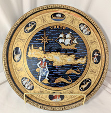 Vintage V Stakias Designs Crete Greece Map Decorative Wall Plate 24K Gold 11
