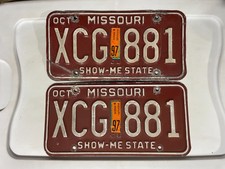 Missouri License Plate Pair of License Plates 1997 OCTOBER XCG 881 picture