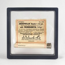 Full 1930's Physicians Sample glass tube, metal cap, Phenobarbital contents. picture