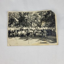 Vintage Large Group Photograph Outdoor Gathering Panoramic Photo picture