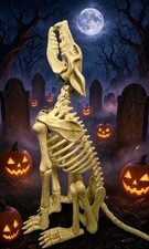 Halloween 2.5' Ft Skeleton Wolf Animatronic LED Eyes Sounds Motion Animated Prop picture