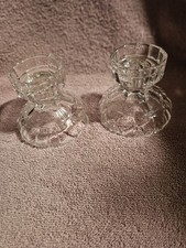 Vtg Set Of Glass Candlestick Pedistal Candle Holders Classic Home Decor picture