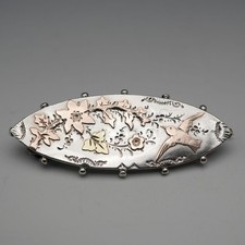 1895 British Sterling Silver Brooch Small Bird Design Antiуue Jewelry picture