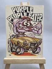 Vintage 1970 Donruss Oddest Odd Rods Sticker Purple People Eater 74 Fan Art Back picture
