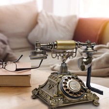 Antique Vintage Handset Old Telephone European Style Rotary Dial Phone Decor New picture