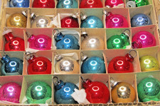 Lot VTG Glass Feather Tree Assorted Mini 25mm BALL Christmas Ornament Japan picture
