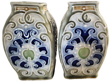 Royal Doulton Lambeth England Earthenware Stoneware Slip-Cast Pair Vases # 7674 picture