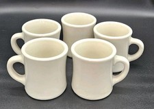 Vintage Victor Heavy Porcelain Diner Mugs Coffee Cups Set of 5 Stamped Ivory picture