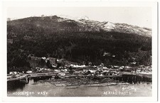 real photo Hoodsport WA - Aerial View lumber logs logging 1950s postcard RPPC picture