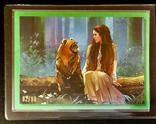 Princess Leia & Wicket 2023 Topps Star Wars Galaxy #WSW-5 Green Refractor /99 M+ picture