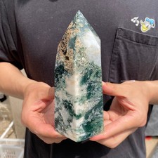1010G  Natural moss agate quartz crystal rough obelisk Mineral specimens Healing picture