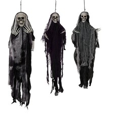Set of 3 Hanging Ghost Skeleton Decorations for Spooky Halloween picture
