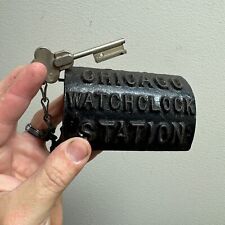 Vintage CHICAGO WATCHCLOCK STATION w/ Skeleton Key - Cast Iron picture