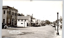 MAIN STREET waconia mn c1950 postcard minnesota real photo rppc downtown shops picture
