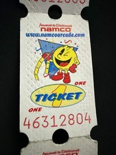 Vintage 1990s Namco Pac-Man Arcade Prize Tickets Unused Strip of 5 Memorabilia picture