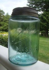 Vintage BALL IMPROVED MASONS PATENT 1858 Pint Size Fruit Jar picture