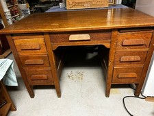 vintage Yale University solid oak student's desk picture