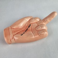 VTG Glad Hand Retro Middle Finger Ceramic Cigar Smoking Ashtray Flippin The Bird picture