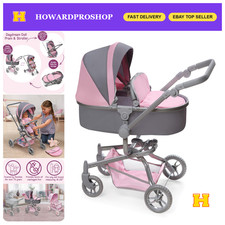 Badger Basket Foldable Doll Stroller & Pram with Canopy - Gray/Pink picture
