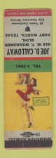 Matchbook Cover - Joe Calloway Fort Worth TX Insurance pinup WORN picture